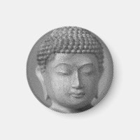 Schwarz-Weiß-Buddha-Gesichtsstatue, gebildet von L