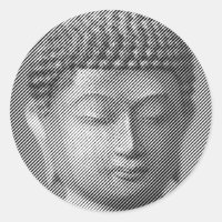 Schwarz-Weiß-Buddha-Gesichtsstatue, gebildet von L