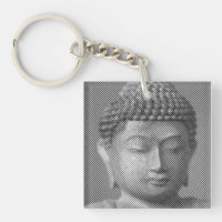 Schwarz-Weiß-Buddha-Gesichtsstatue, gebildet von L