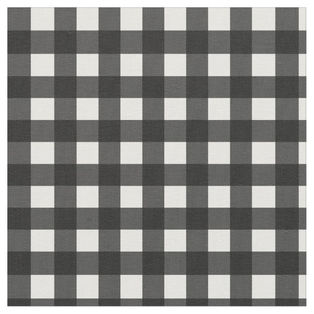 Schwarz-Weiß Buffalo Gingham Kariertes Muster Stoff (Nahaufnahme)
