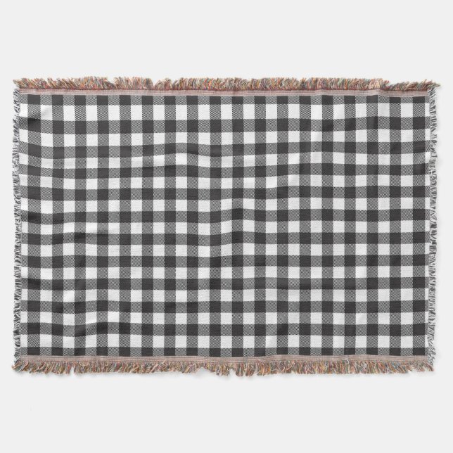 Schwarz-weiß Buffalo Gingham Karo Kariert Urlaub Decke (Vorderseite)