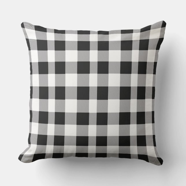 Schwarz-weiß Buffalo Gingham Karo Kariert Urlaub Kissen (Vorderseite)