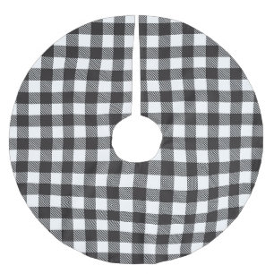 Schwarz-weiß Buffalo Gingham Karo Kariert Urlaub Polyester Weihnachtsbaumdecke