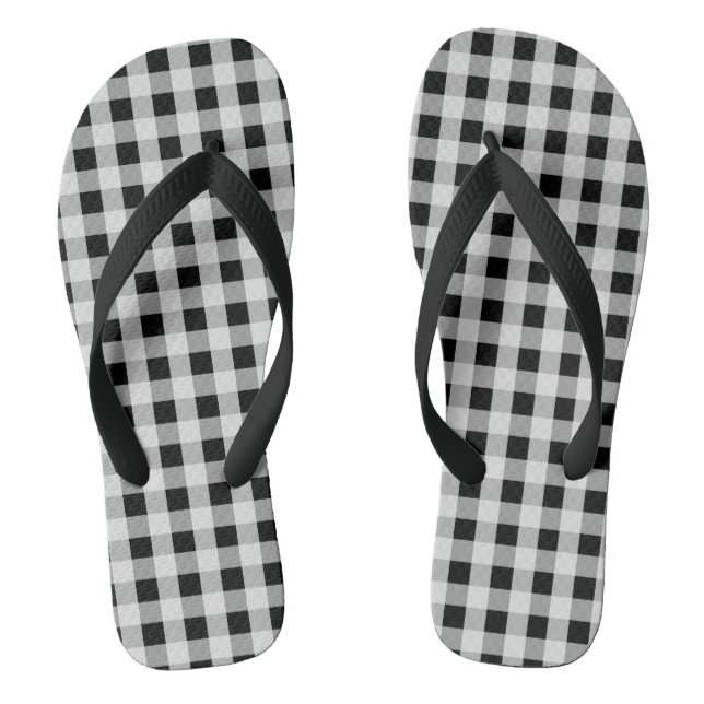 Schwarz-Weiß-Buffalo Kariert Flip Flops (Fußbett)