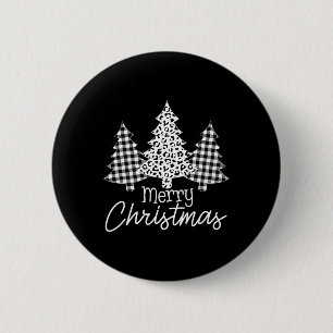 Schwarz-Weiß Buffalo Kariert frohe Weihnachten Wei Button