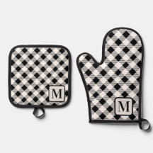 Schwarz-weiß Buffalo Kariert Gingham Monogram Nied