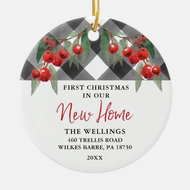 Schwarz & Weiß Buffalo Kariert Neue Zuhause Housew Keramik Ornament (Vorne)