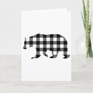 Schwarz-Weiß-Buffalo-Karo-Bär-Weihnachts-Schlafanz Karte