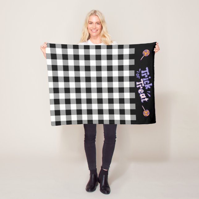 Schwarz/Weiß Buffalo Karo Monogram Fleece Blanko (Beispiel)