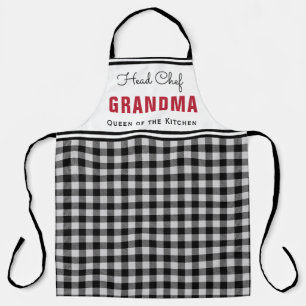Schwarz-Weiß-Buffalo-Karo-Plaid-Oma personalisiert Schürze