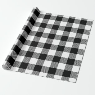 Schwarz Weiß Büffel Karo Tartan Muster Weihnachten Geschenkpapier