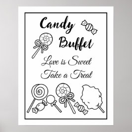 Schwarz-Weiß-Buffet Hochzeitszeichen Poster