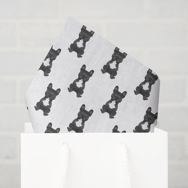 Schwarz-Weiß-Bulldog / Französisches Muster Seidenpapier (Geschenktüte)