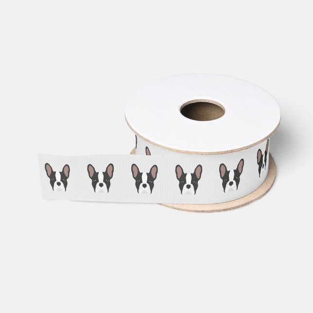 Schwarz-Weiß-Bulldog-Ribbon Ripsband (Spule)
