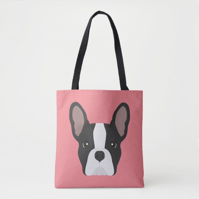 Schwarz-Weiß-Bulldog-Tote-Tasche Tasche (Vorderseite)