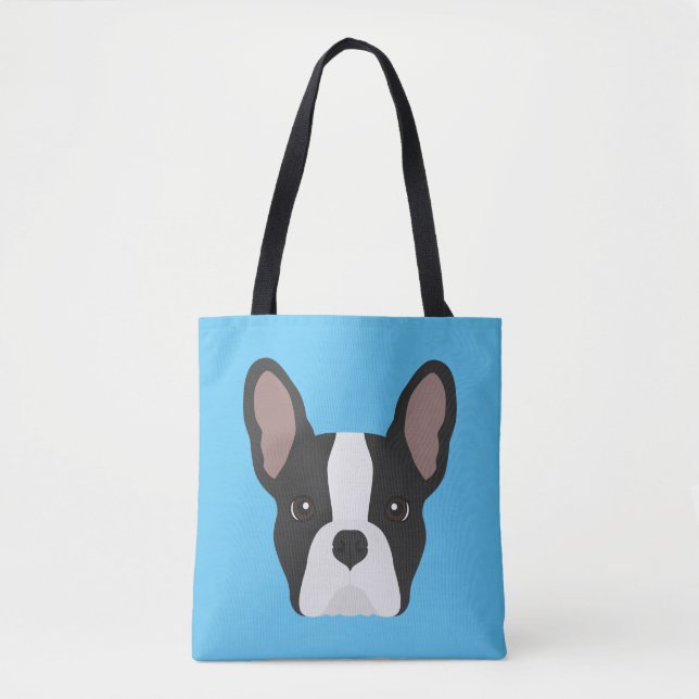 Schwarz-Weiß-Bulldog-Tote-Tasche Tasche (Vorderseite)