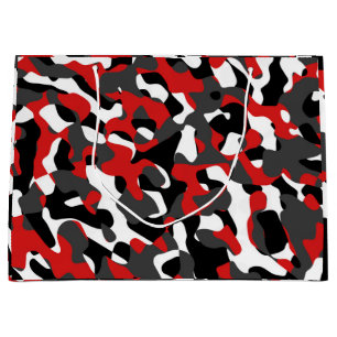 Schwarz-Weiß-Camouflage Druckmuster Große Geschenktüte