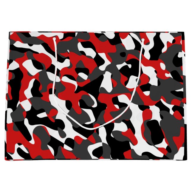 Schwarz-Weiß-Camouflage Druckmuster Große Geschenktüte (Vorderseite)