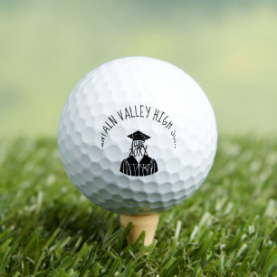 Schwarz-Weiß-Cap und Gown-Abschluss Golfball