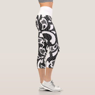 Schwarz/Weiß Capri Leggings
