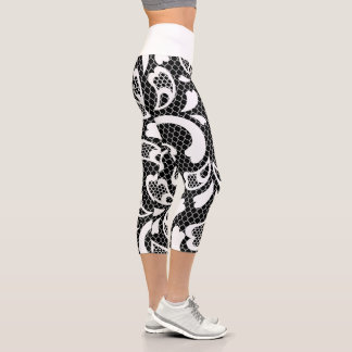 Schwarz/Weiß Capri Leggings
