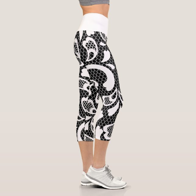 Schwarz/Weiß Capri Leggings (Rechts)