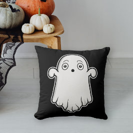 Schwarz-Weiß-Cartoon-Ghost-Halloween Kissen