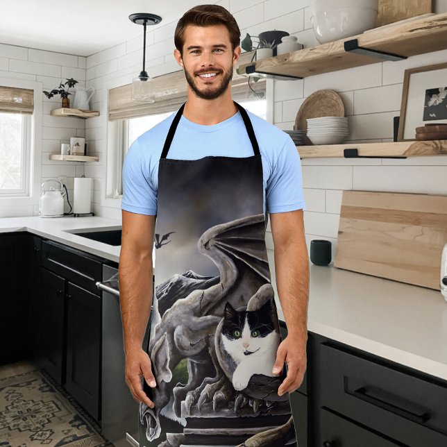 Schwarz-weiß Cat Gargoyle Schürze (Von Creator hochgeladen)