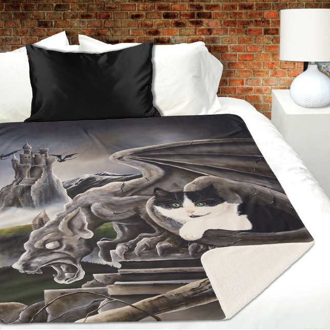 Schwarz-weiß Cat Gargoyle Sherpadecke (Von Creator hochgeladen)