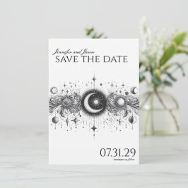 Schwarz-Weiß-Celestial Save The Date
