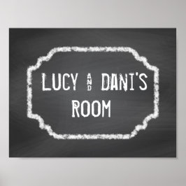 Schwarz-Weiß Chalkboard Zimmergenossen Wand an Wan Poster