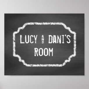 Schwarz-Weiß Chalkboard Zimmergenossen Wand an Wan Poster