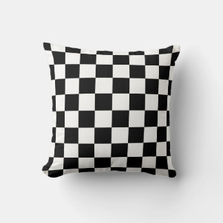 Schwarz-Weiß-Checkerboard-Design Kissen