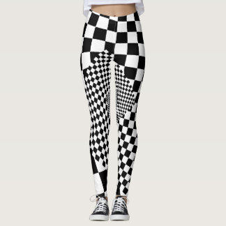 Schwarz-Weiß- CheckerboardLeggings Leggings