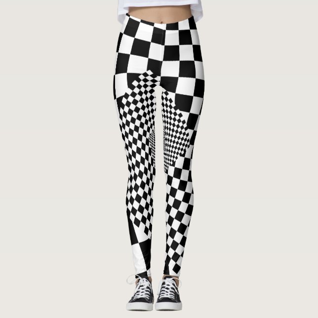 Schwarz-Weiß-   CheckerboardLeggings Leggings (Vorderseite)