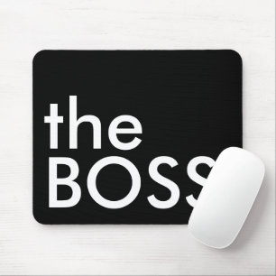 Schwarz-Weiß-Chef-Fette-Executiv-Typografie Mousepad