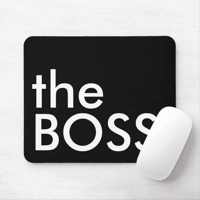 Schwarz-Weiß-Chef-Fette-Executiv-Typografie Mousepad (Mit Mouse)
