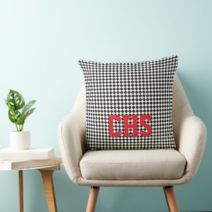 Schwarz-weiß Chef School INITIALS Red Student Spaß Kissen