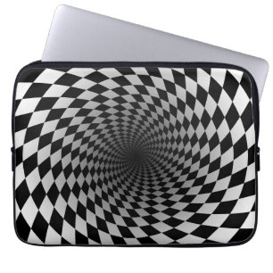 Schwarz-Weiß-Chekered Vortex optische Illusion Laptopschutzhülle