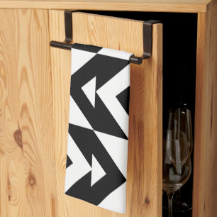 Schwarz-weiß Chevron geometrisch Geschirrtuch