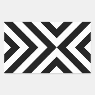 Schwarz-Weiß-Chevrons Rechteckiger Aufkleber