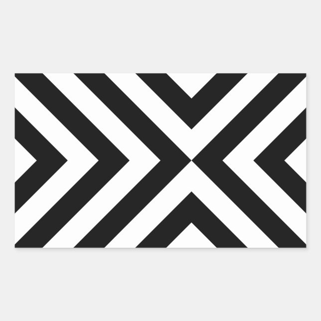 Schwarz-Weiß-Chevrons Rechteckiger Aufkleber (Vorderseite)