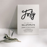 Schwarz/Weiß | Chic 40. Geburtstags-Party Einladung<br><div class="desc">Feiern Sie Ihren besonderen Tag mit dieser stilvollen 40. Party Einladung. Dieses Design verfügt über ein Chic-Pinselskript mit einem sauberen Layout in Schwarz-Weiß-Farbkombination. Weitere Designs gibt es in meinem Shop BaraBomDesign.</div>