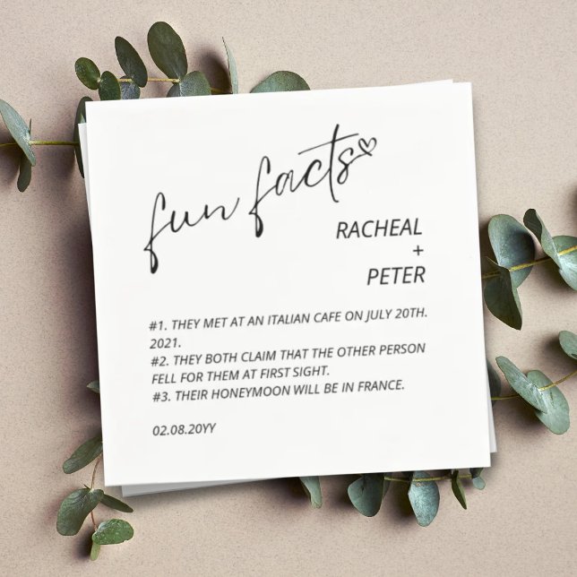 Schwarz-weiß Chic Modern Fun Fakts Skripteinbruch Serviette (Von Creator hochgeladen)