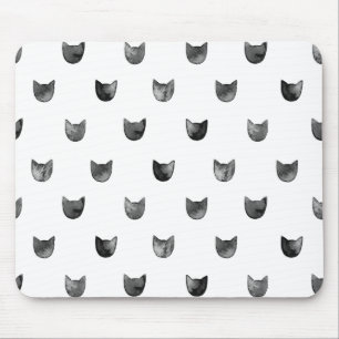 Schwarz-Weiß Chic Süße Katzenmuster Mousepad