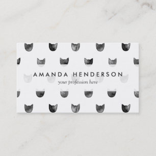 Schwarz-Weiß Chic Süße Katzenmuster Visitenkarte