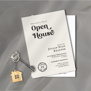 Schwarz-Weiß-Chic-Typografie-Geschäfts-Open-House Einladung
