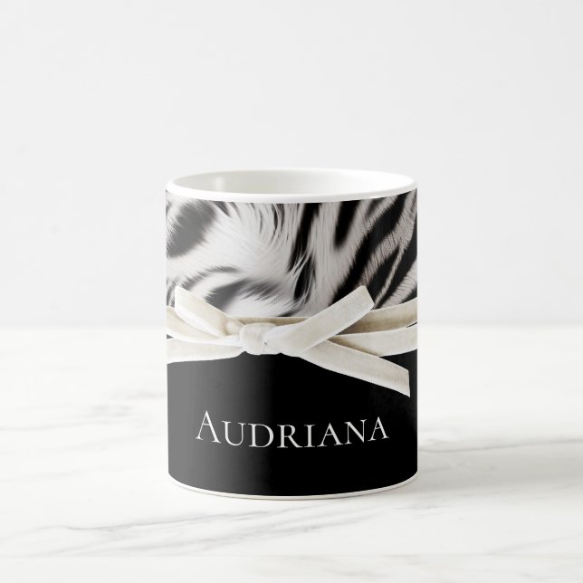 Schwarz-weiß Chic Zebra Print Bow Kaffeetasse (Mittel)