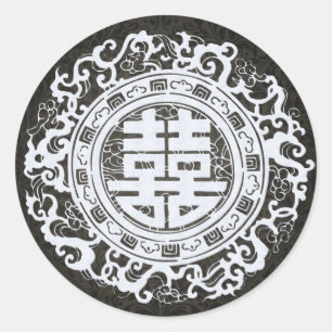 Schwarz-Weiß-Chinesisch-Doppelkleber Runder Aufkleber