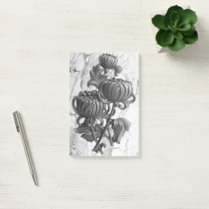 Schwarz-Weiß-Chrysanthemum Post-it Klebezettel